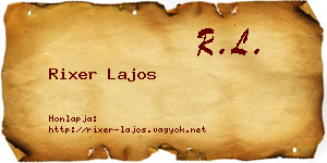 Rixer Lajos névjegykártya
